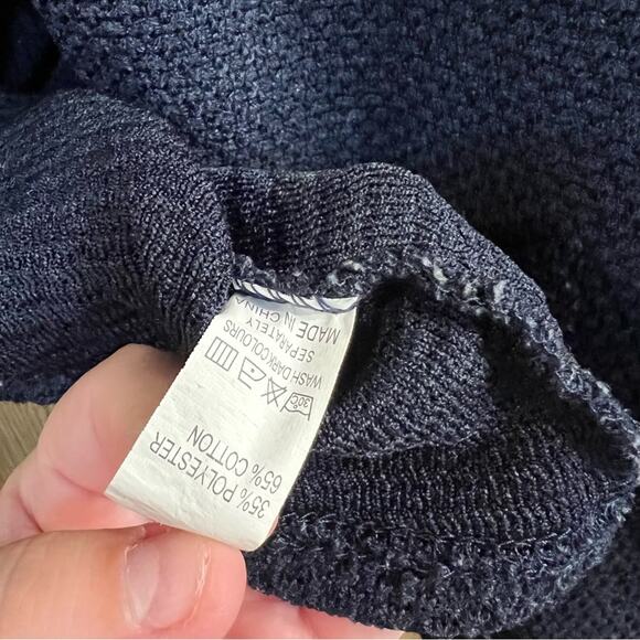 Dark Blue Wrap Front Top w/ Buttons & Cowl Neck Approx Size Medium - Picture 6 of 7